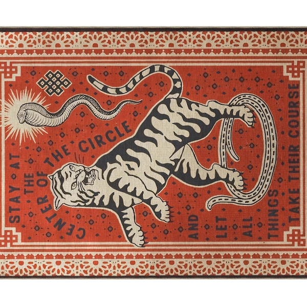 Red Tiger Print Rug, Modern Animal Design Home Decoration, Cool Modern Art Rug, Unique Area Rug