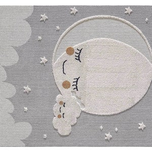 Alfombra de la habitación del niño con mechones nublados, alfombra de la habitación del niño del cielo, alfombra de la guardería blanca, alfombra del patrón de la luna, alfombra impresa de la luna linda, alfombra fresca de la habitación del bebé