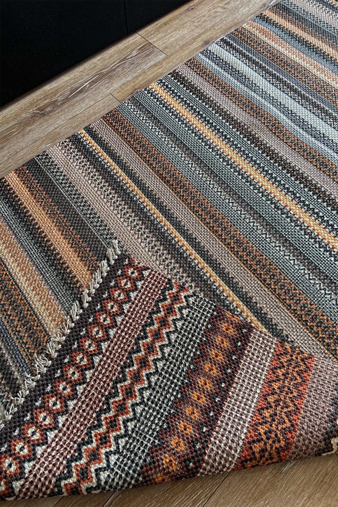 Lint Rug Rustic Rug, Colorful Striped Rug, Area Rug, Turkish Rug, Lint-free Rug ...