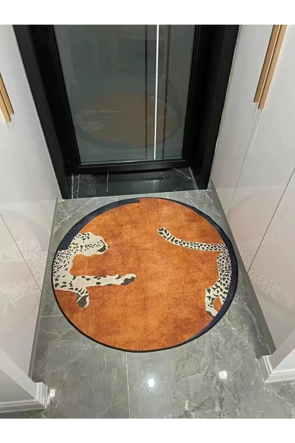 Lint Rug Leopard Figured Rug, Colorful Printed Round Rug, Cool Bath Rug, Kitchen ...