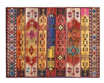 Authentic Ethnic Rug, Bohemian Multi-colored Rug, Rustic Rug, Oriental Rug, Traditional Turkish Rug, Rugs for livingroom, Cool Moroccan Rug