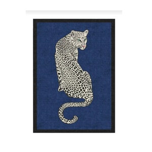 Modern Leopard Print Rug, Digital Animal Print rug, Rugs for living room and bedroom, Blue Tiger Pop Art Rug, Modern Art, Decorative Rug