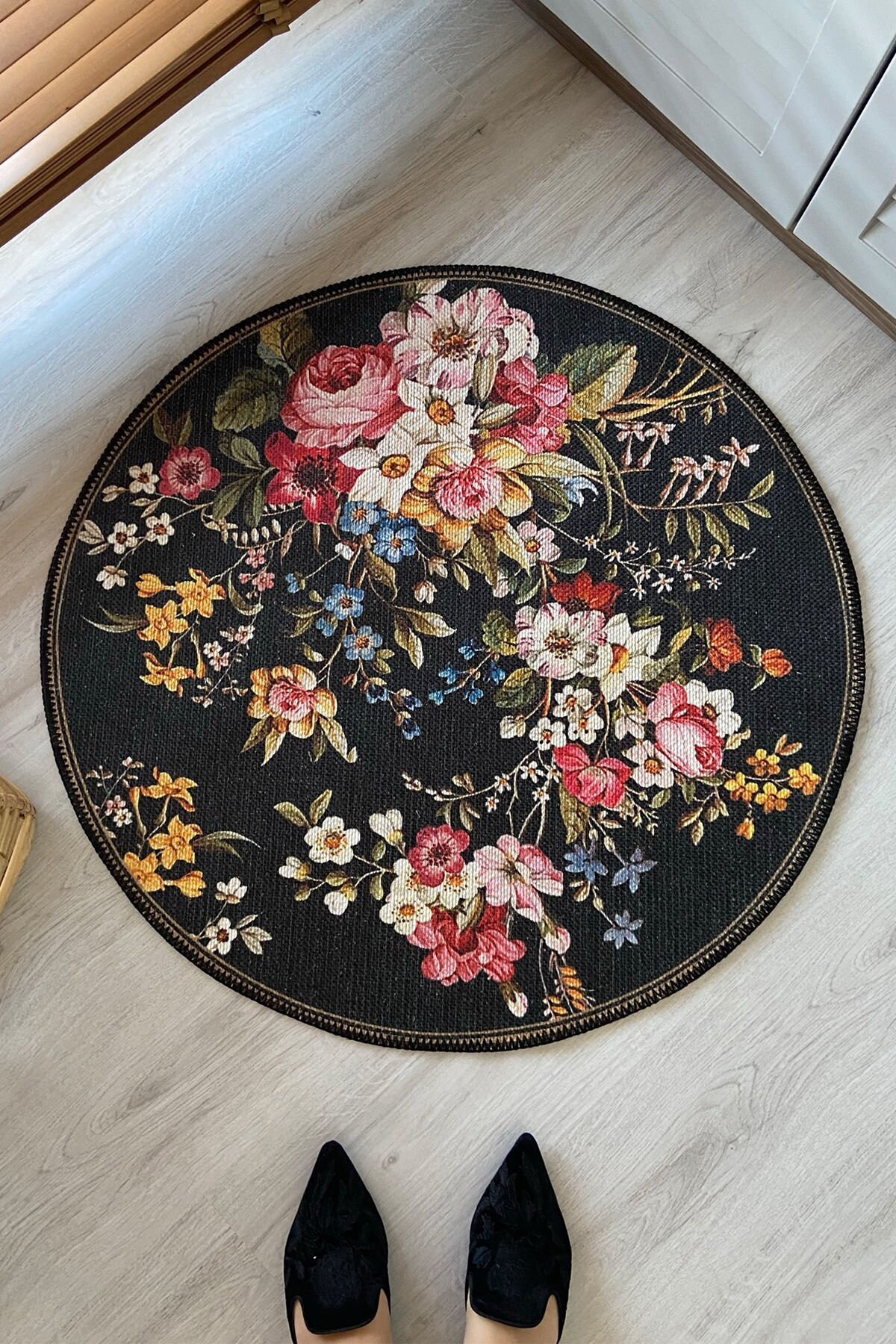 Floral Round Rug Cool Rug Colorful Figured Rug Kitchen Rug Etsy