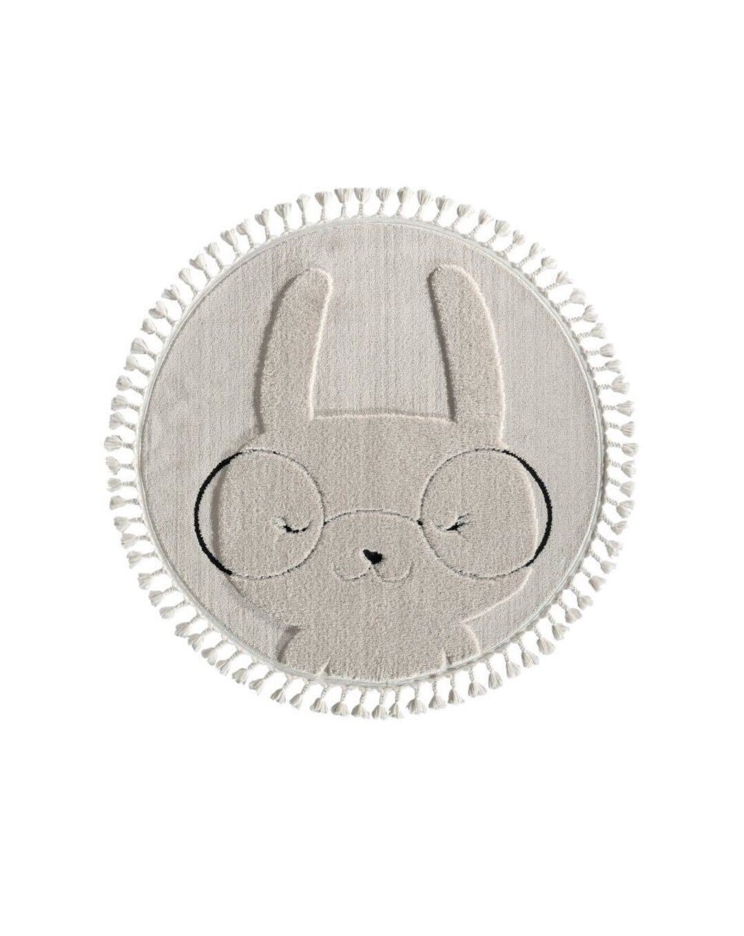 Bunny Kids Room Rug: Round Cotton Nursery Carpet With Rabbit (133cm) - Etsy
