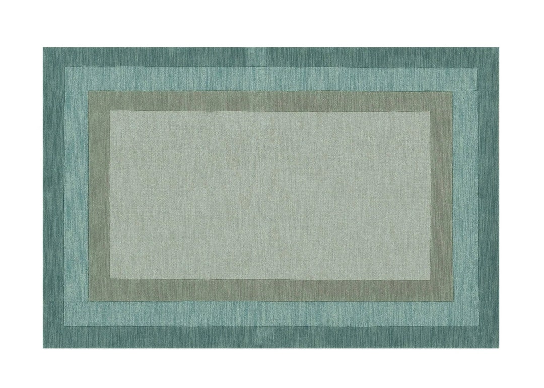 Mint Green Livingroom Rug, Rugs With Frame, Framed Rug, Cool Minimalist ...
