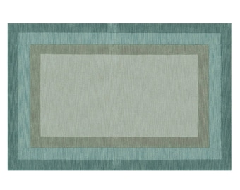 Mint Green Livingroom Rug, Rugs with frame, Framed Rug, Cool Minimalist Rug, Rugs for living room and bedroom, Non-figured Rug, Bordered Rug