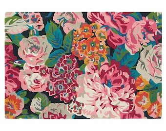 Floral Colorful Rug, Peony Flower Print Rug, Rugs for living room, Kitchen Rug, Rose Figure Rug, Pink Flowers Rug, Unique Area Rug, Cool Rug