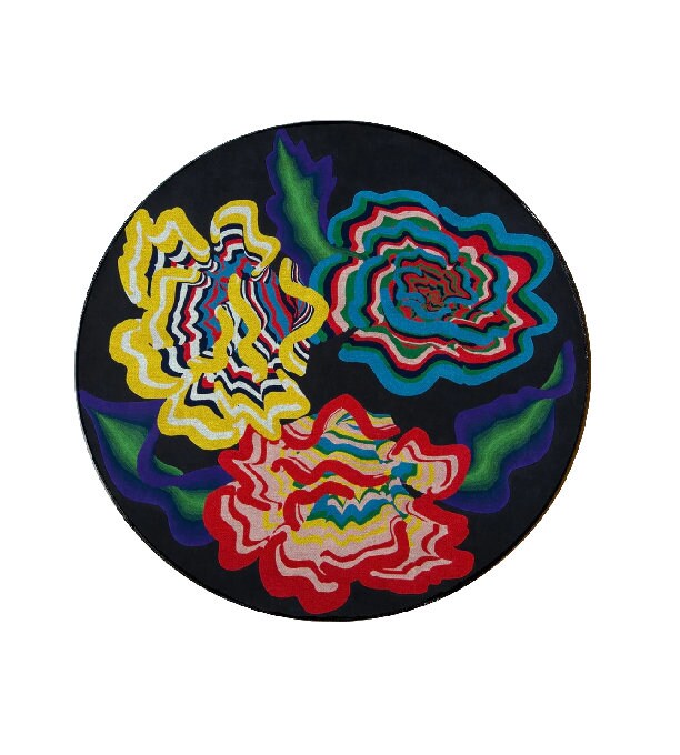 Tappeto rotondo floreale, tappeto moderno con stampa floreale, tappeti per soggiorno e camera da letto, tappeto con figure di rose, tappeto con fiori astratti, tappeto da cucina, tappeto fresco