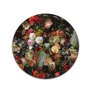 Rond tapijt bloemenschilderij, coole badmat, kleurrijk tapijt met figuren, keukentapijt, pluisvrij tapijt, wasbaar tapijt, uniek tapijt, bloementapijt