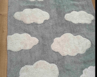 Cloud Rug: Baby Blue Cotton Nursery Carpet