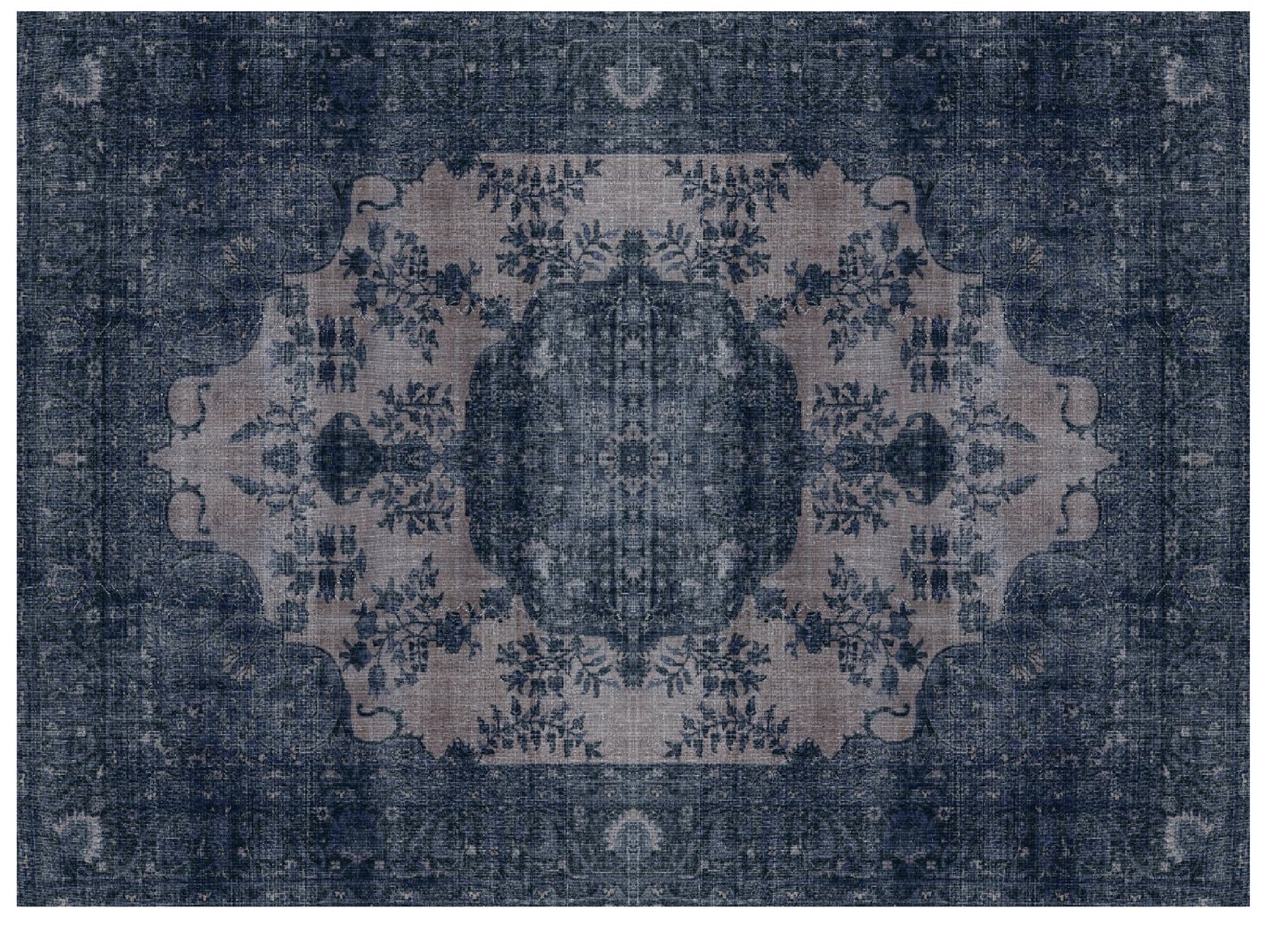 Lint Rug Navy Blue Distressed Rug, Oriental Rug, Vintage Rug, Area Rug, Turkish ...
