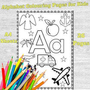 ABC Colouring Pages for Preschool | Printable Alphabet Worksheets | Tracing & Learning Activities for Kids A-Z (PDF format)