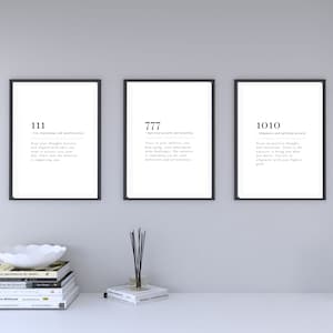 Angel Numbers Poster: Minimalist Black and White Prints (Digital Download)