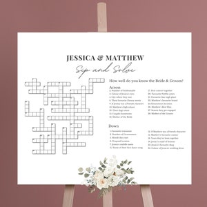 Wedding Crossword, Personalised Giant Crossword for Wedding Games, wedding table games, Crossword Puzzle, Who Knows Bride Best