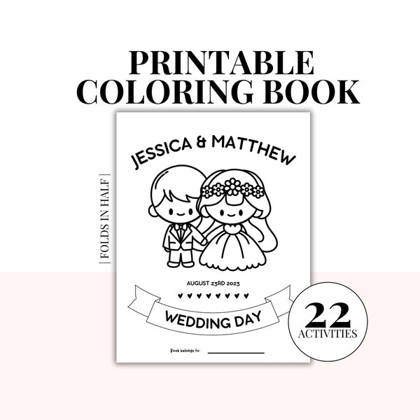 Kids Activity Kits for Wedding Games | Wedding Activity Book for Kids Printable | Personalized Cover Wedding Coloring Book DIY Wedding Pages