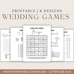 Wedding Games Wedding Reception Games bundle perfect for Wedding Table Games . Who Knows Bride Best, Wedding Crossword, Wedding Advice Cards
