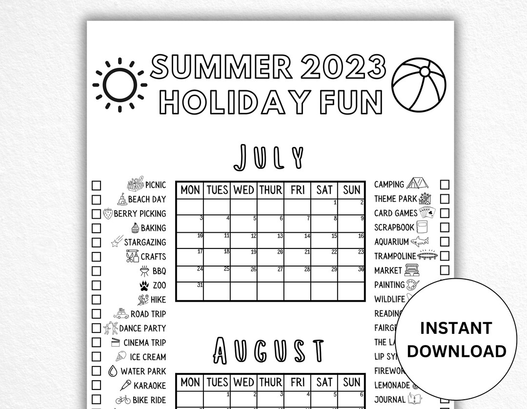 Printable Summer Countdown Poster 2023 Summer Holiday Etsy