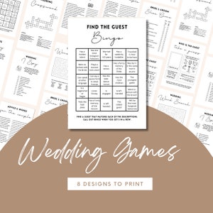 Wedding Games Wedding Reception Games bundle perfect for Wedding Table Games . Who Knows Bride Best, Wedding Crossword, Wedding Advice Cards