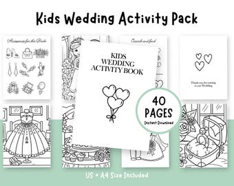 Kids Wedding Activity Book : 40 Page Coloring Games for Kids Reception Table Digital Download