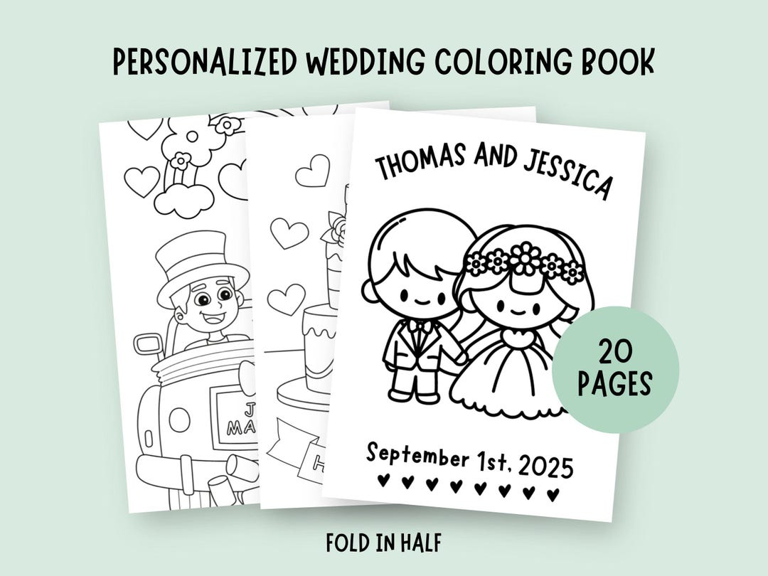 Wedding Coloring Book Kids Wedding Activity Book Custom Coloring Book ...