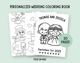 Libro para colorear personalizado para bodas, páginas para colorear con actividades para niños para imprimir (descarga digital)