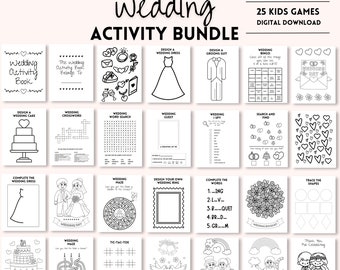 Kids Wedding Activity Pack: Printable Digital Download Games Bundle