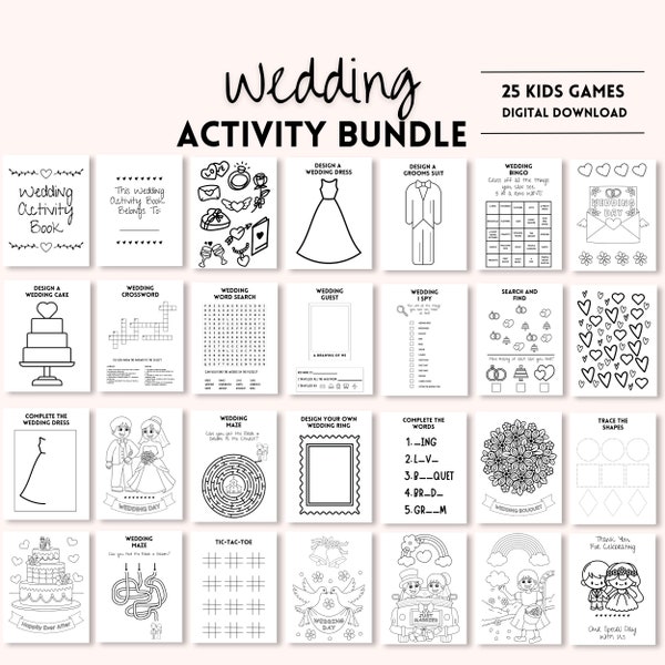 Ultimate Kids Wedding Activity Pack | All-In-One Wedding Games Set to Keep Young Guests Entertained | Wedding Activity Bundle for Kids