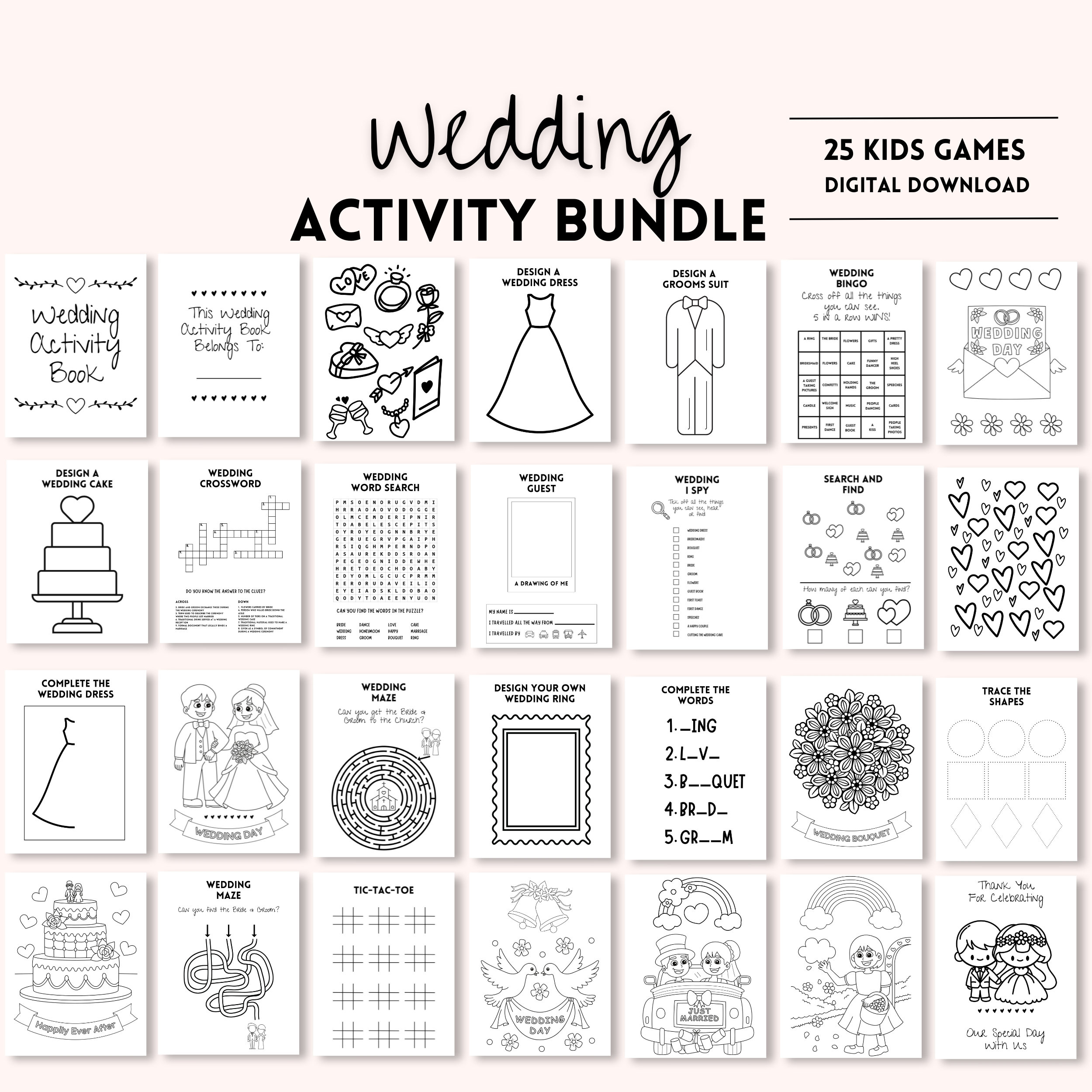 Ultimate Kids Wedding Activity Pack Allinone Wedding Games Etsy Australia