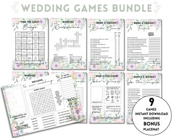 Ensemble de jeux de mariage parfait pour les jeux de réception de mariage et les jeux de table pour mariage | Mots croisés sur le mariage, cartes conseils sur le mariage, jeux pour briser la glace