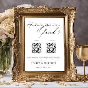 Honeymoon Fund Sign : Wedding QR Code Template Digital Download
