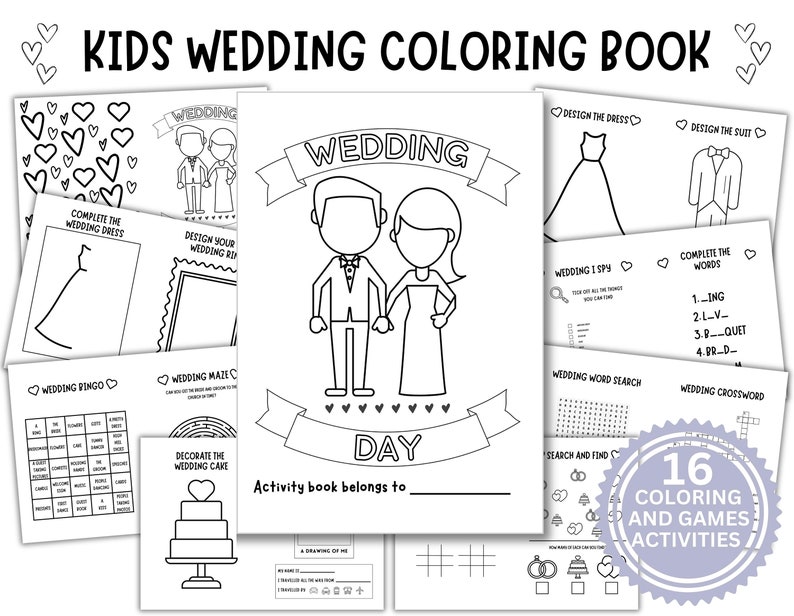 Kids Wedding Coloring Book Kids Coloring Table at Wedding Etsy