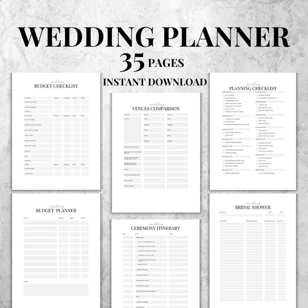 Digital Wedding Planner Printable Wedding Planner Download Wedding ...