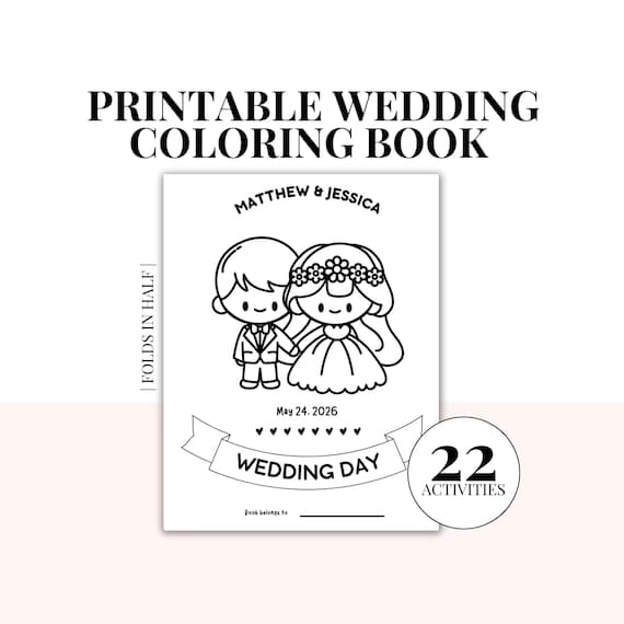 Kids Activity Kits for Wedding Games | Wedding Activity Book for Kids Printable | Personalized Cover Wedding Coloring Book DIY Wedding Pages