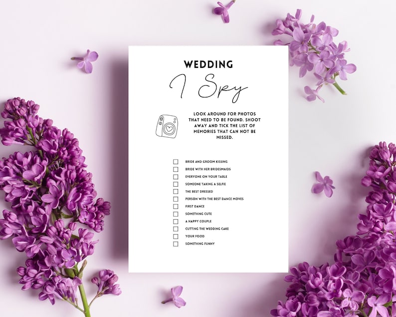 Printable wedding I spy game.