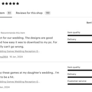 Puzzle games for weddings that are challenging games for wedding guests to work on together. 5 star reviews