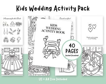 Kids Wedding Activity Book: 40 Pages, Coloring and Games (Digital Download)