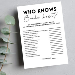 Who Knows the Bride Game the Most Bridal Shower Games | bridal trivia shower game | Minimalist How well do you know the bride