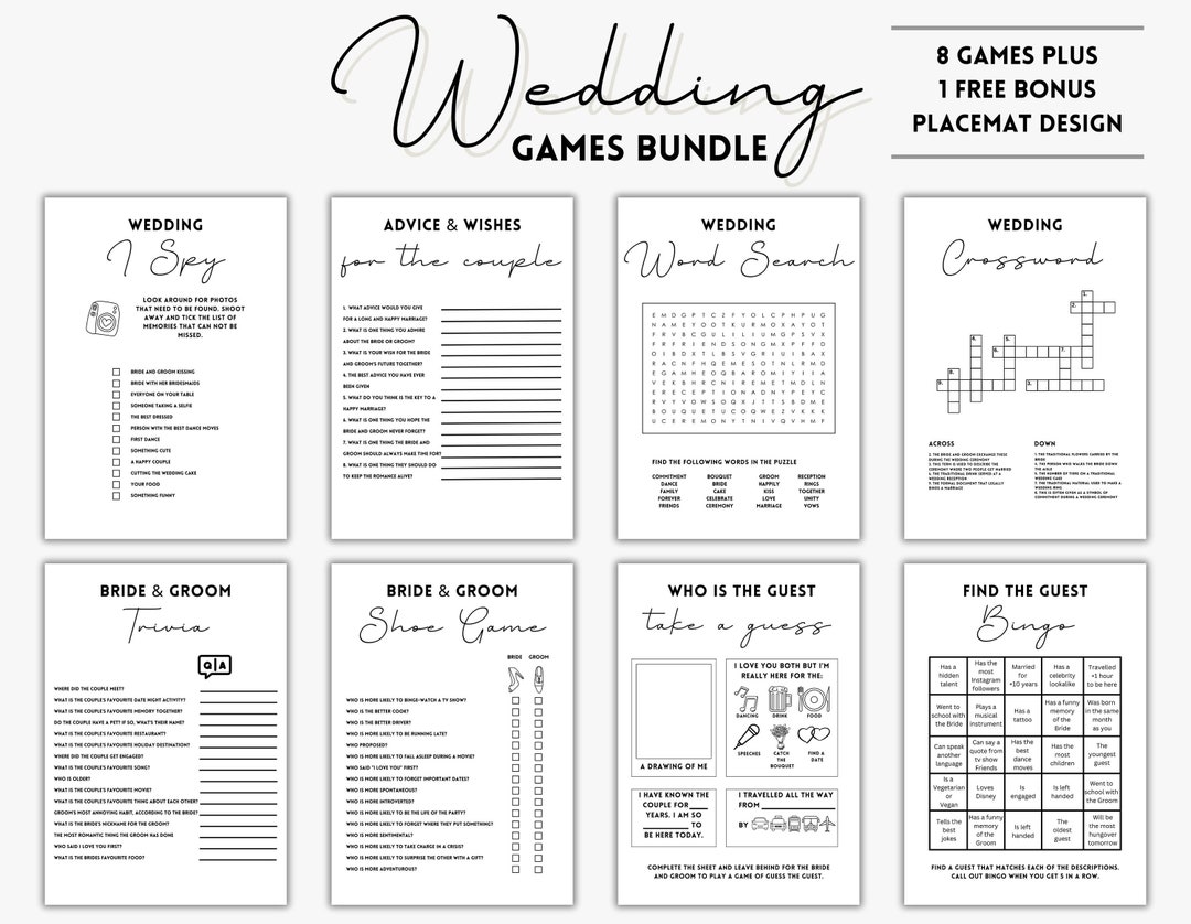 Wedding Games Bundle Perfect for Wedding Reception Games & Wedding