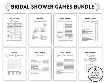 Paquete de juegos para despedida de soltera: 8 juegos imprimibles (descarga digital)
