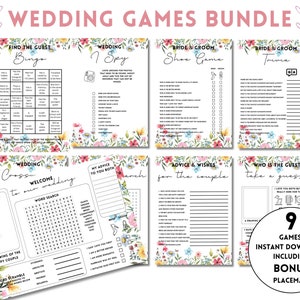 Wedding Games Bundle perfect for Wedding Reception Games & Wedding Table Activity | Printable Wedding Day Fun | Ice breaker wedding games