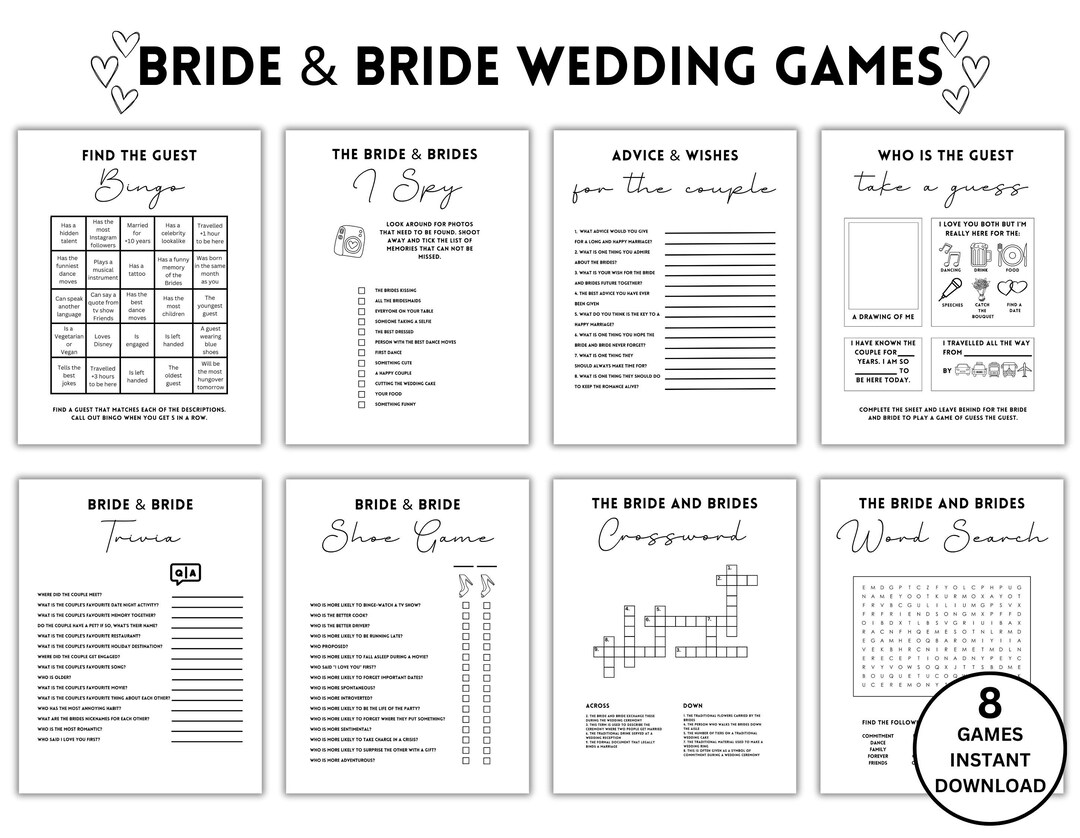 Bride and Bride Wedding Games Bundle Perfect for Wedding Reception