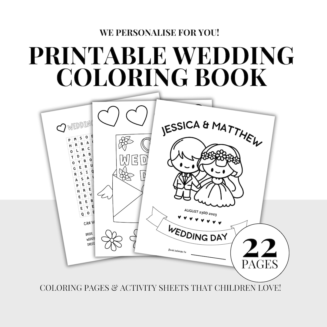 Wedding Coloring Book, Kids Wedding Activities, Wedding Table Games, Wedding Activity Book