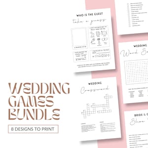 Wedding Games Wedding Reception Games bundle perfect for Wedding Table Games . Who Knows Bride Best, Wedding Crossword, Wedding Advice Cards