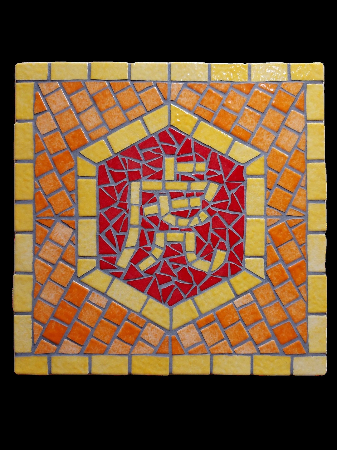 Mosaic Ideogram Sign of the Tiger of the Chinese Zodiac Emaux De Briare ...