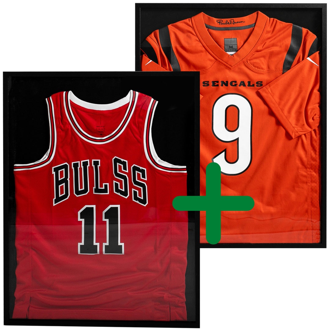 Jersey Display Case large Medium Shadow Box for Basketball, Football, and Hockey Uniforms Black