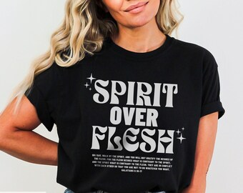 Spirit over Flesh Comfort Colors Christian apparel, love like Jesus, oversized crewneck, Faith over fear, make heaven crowded, Jesus Is King