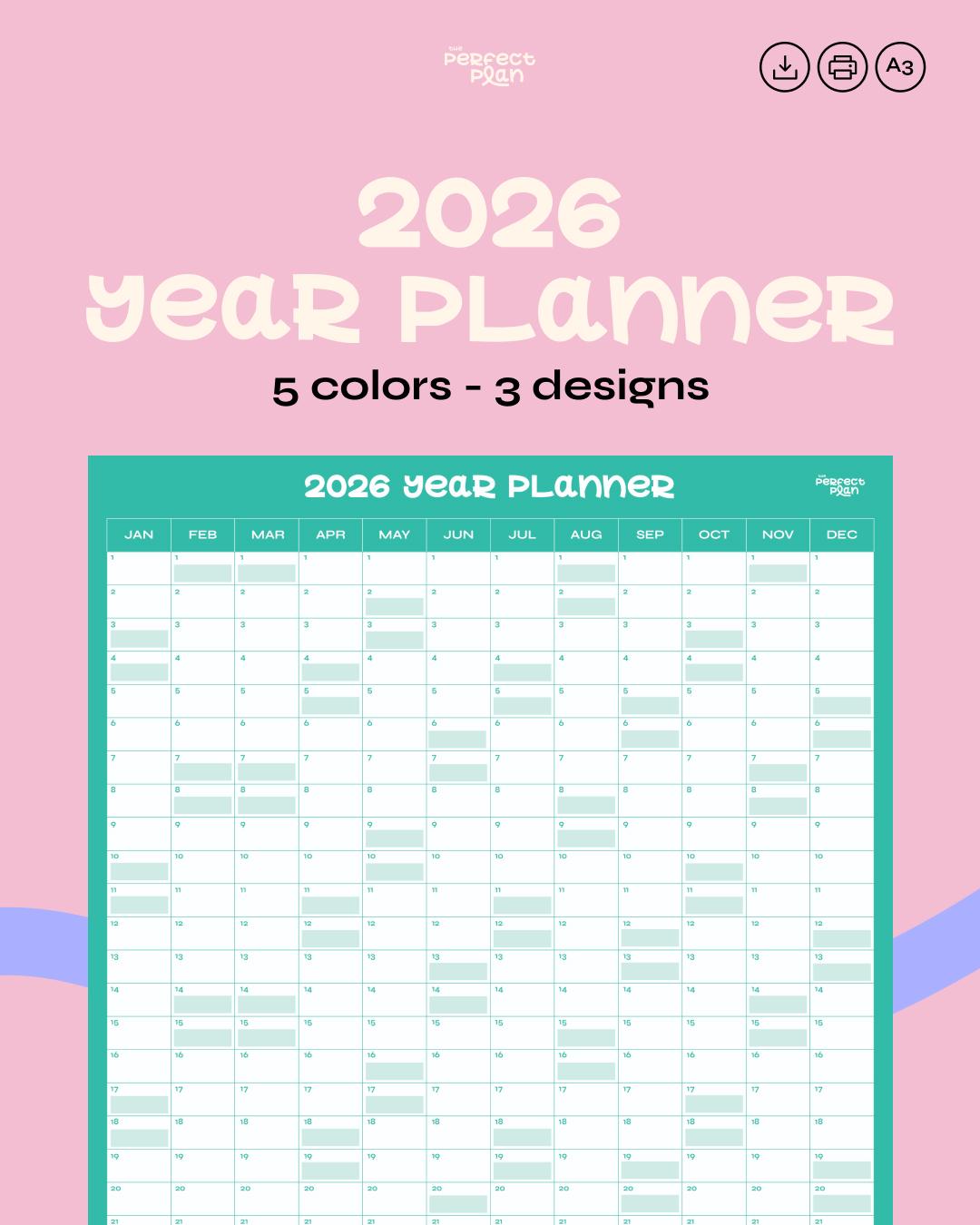 2026-year-planner-printable-a3-one-page-calendar-digital-download-etsy