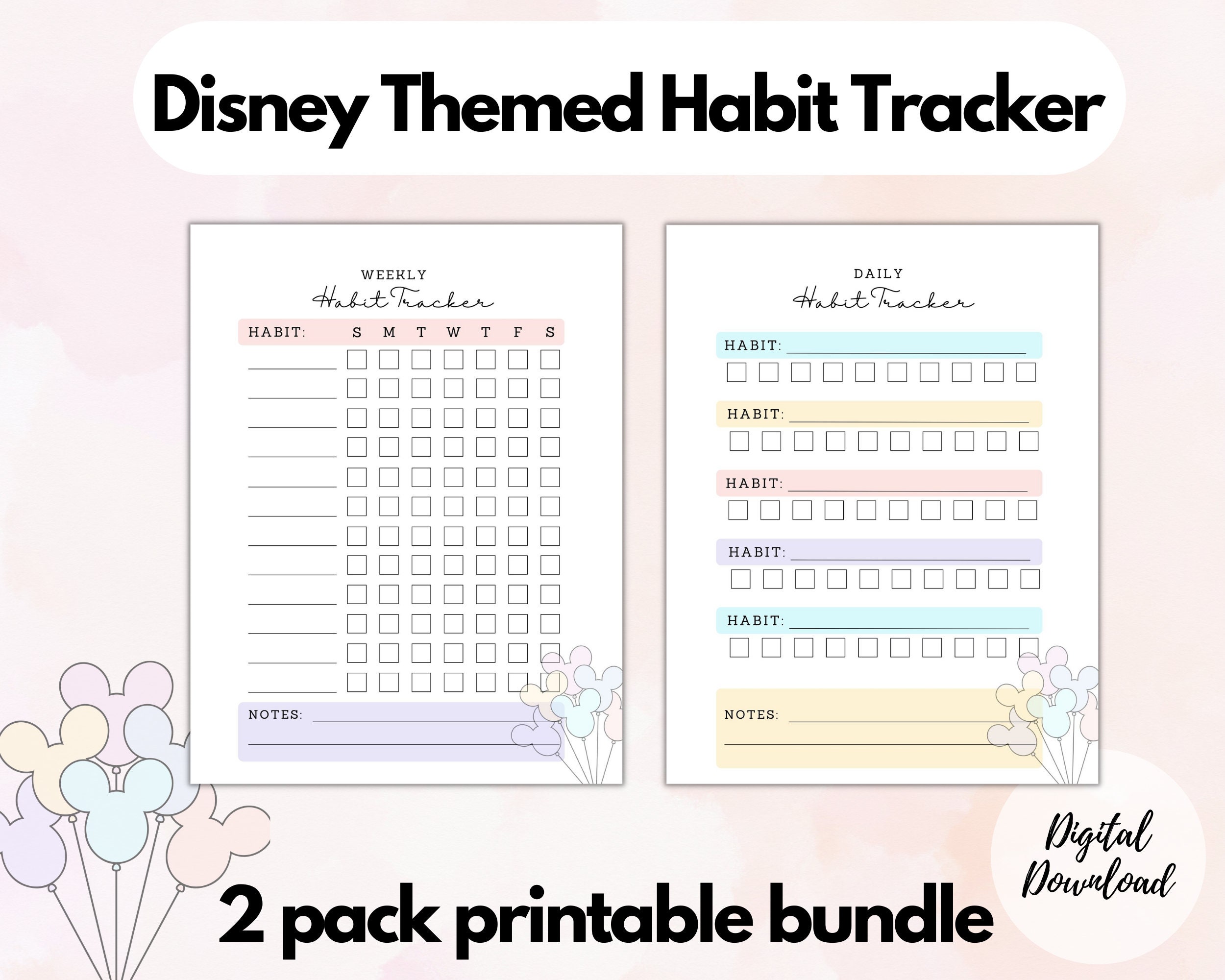 WDW Printable Habit Tracker . Daily & Weekly Tracking. PDF Digital ...
