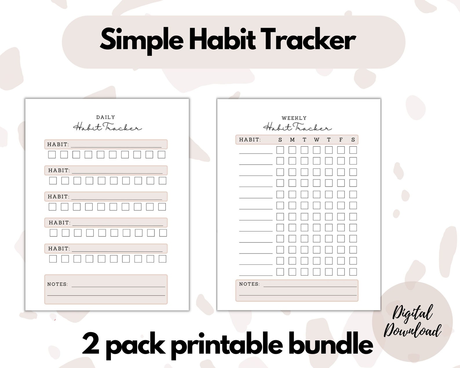 Printable Habit Tracker . Daily & Weekly Tracking. PDF Digital Editable ...