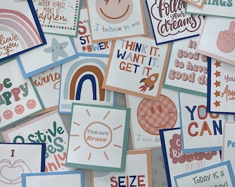 Opmerkingen over de lunchbox. Afdrukbare positieve affirmatiekaarten voor kinderen. Terug naar school . Boho Lunchbox-kaarten. Positieve vriendelijkheidskaarten voor studenten
